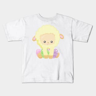 Easter, Cute Sheep, Little Sheep, Easter Eggs Kids T-Shirt